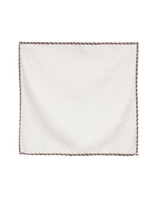 Eleventy White Contrasting-border Cotton-wool Scarf for men