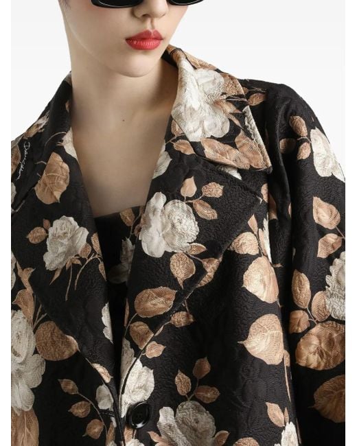 Dolce & Gabbana Black Brocade Coat