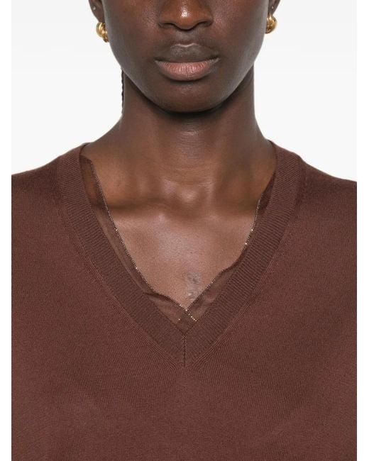 Fabiana Filippi Brown V-Neck Sweater