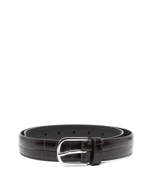 Totême Black Crocodile-Embossed Leather Belt