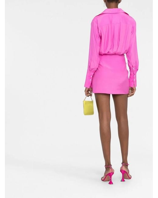 GAUGE81 Pink "naha" Silk Short Dress