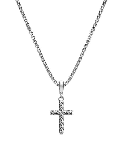 David Yurman Metallic Cable Cross Pendant Necklace