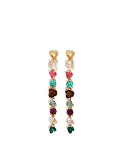 Bimba Y Lola White Crystal-Embellished Drop Earrings