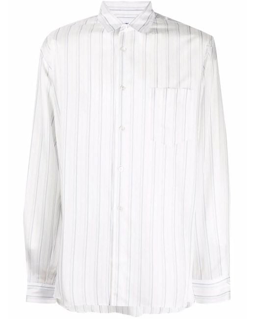 Comme des Garçons White Vertical Stripe-Print Shirt for men