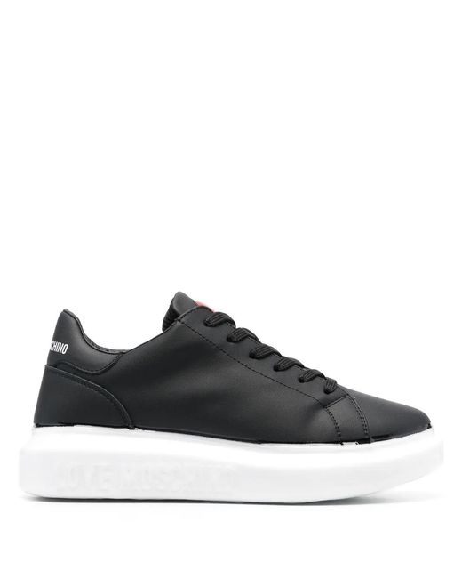 Love Moschino Black Low-Top Lace-Up Sneakers