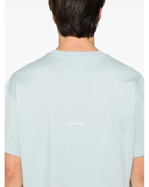 Givenchy Blue 4G-Embroidered Cotton T-Shirt for men
