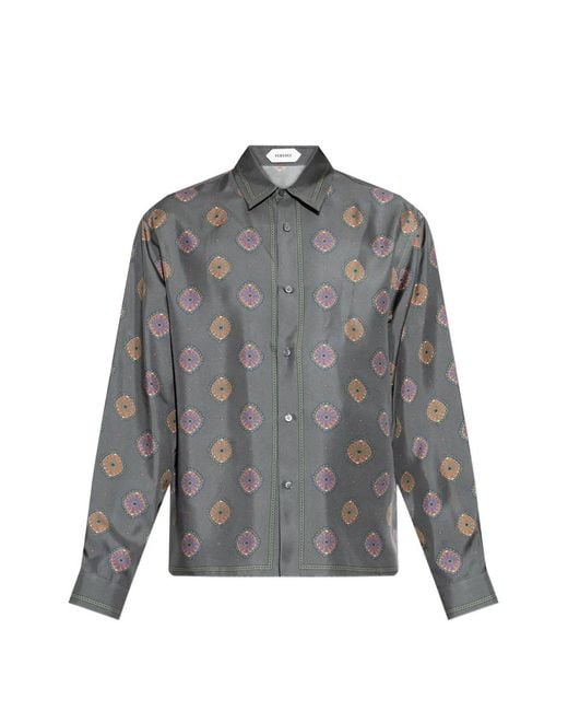 Versace Gray Chemise Imprimée En Soie for men