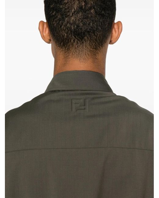 Fendi Green Pleat-Detail Shirt for men