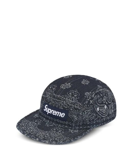 Supreme Blue Bandana-Jacquard Denim Cap for men