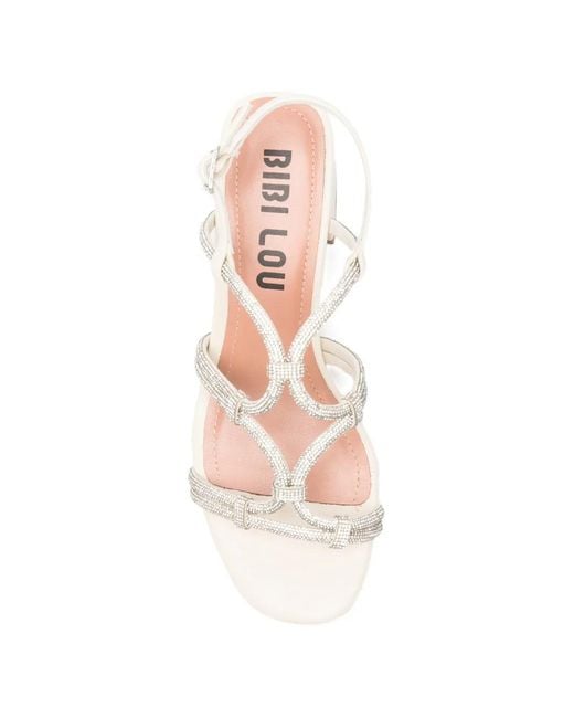 Bibi Lou White Crystal-Embellished Multi-Strap Sandals