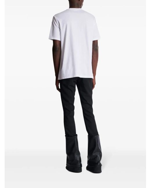 Balmain White Embroidered Lips Graphic T-Shirt for men