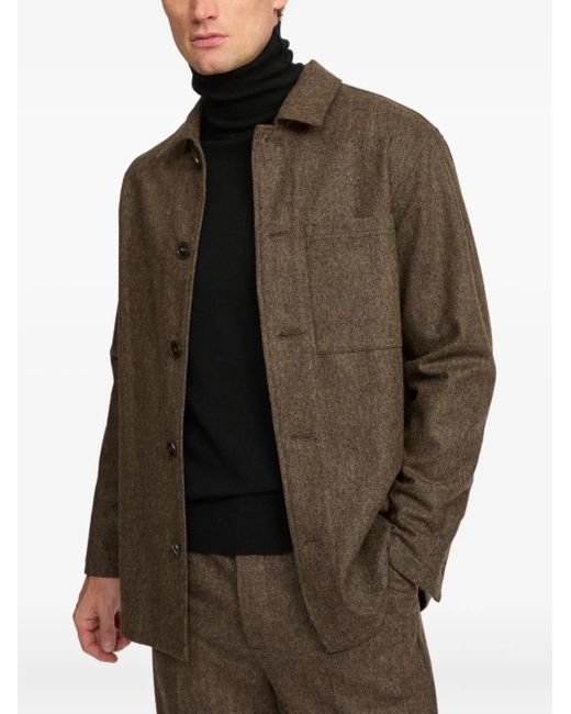 Yves Salomon Green Tweed Shirt Jacket for men