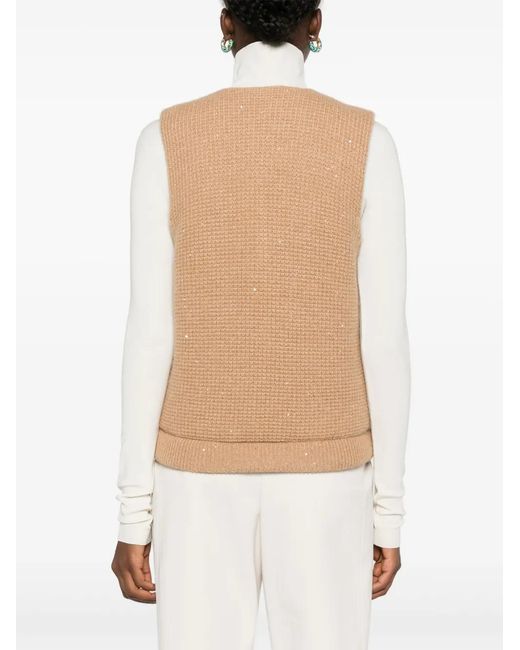 Fabiana Filippi Natural Sequin-Embellished Gilet