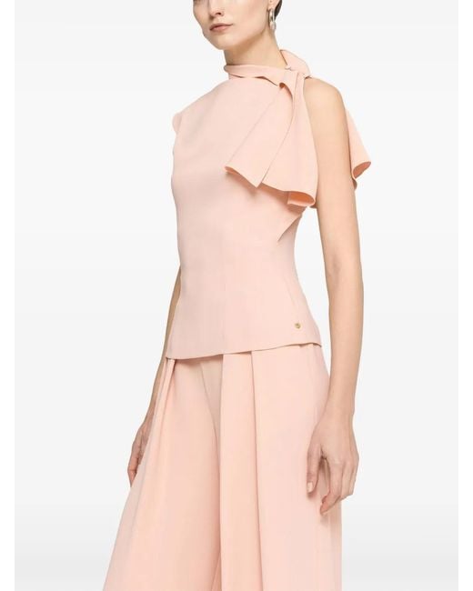 Nissa Pink Ruffled High-Neck Top