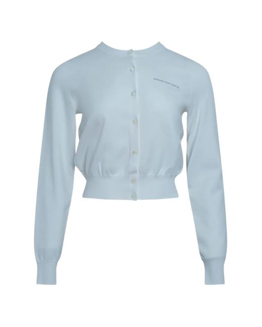 Alexander Wang Blue Cardigan À Logo Orné De Cristaux