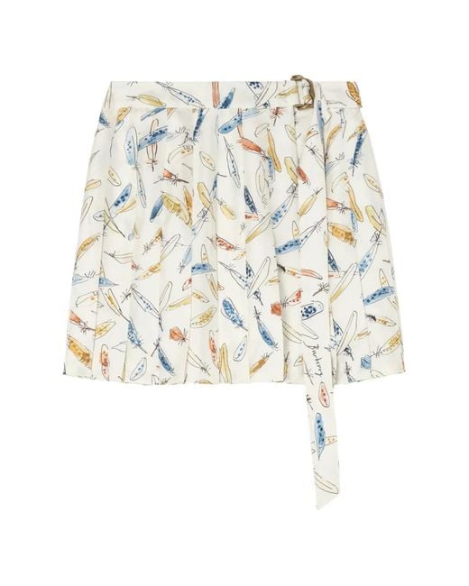 Burberry White Jupe Plissée À Imprimé Graphique