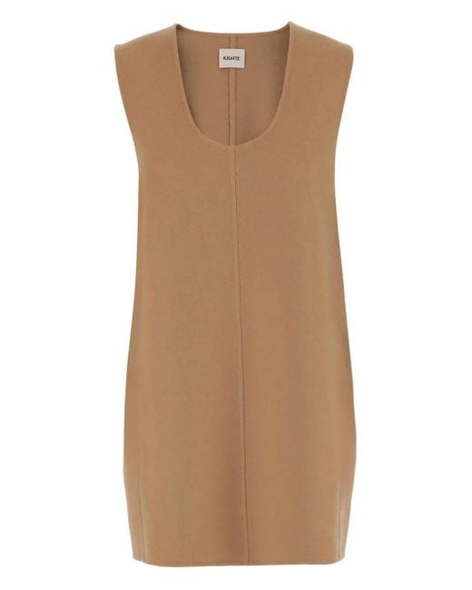Khaite Brown Scoop-neck Sleeveless Dress