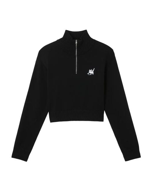 Izzue Sweater Met Borduurwerk En Halve Rits in het Black