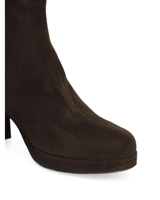 The Seller Black Suede Platform Ankle Boots