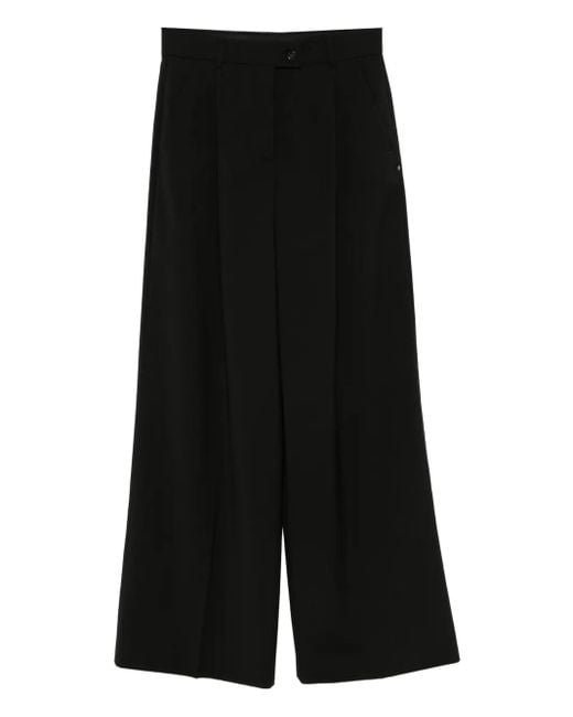 Sportmax Black Wide-Leg Trousers With Pleat Detailing And High Waist