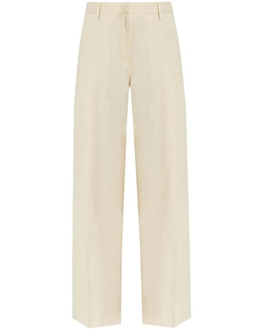 Helmut Lang Natural Pleated Wide-Leg Trousers