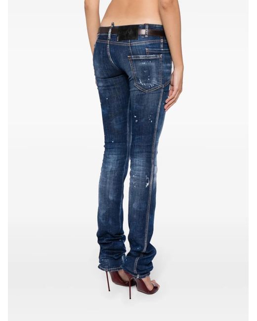 DSquared² Blue Sharpey Low-Rise Skinny Jeans