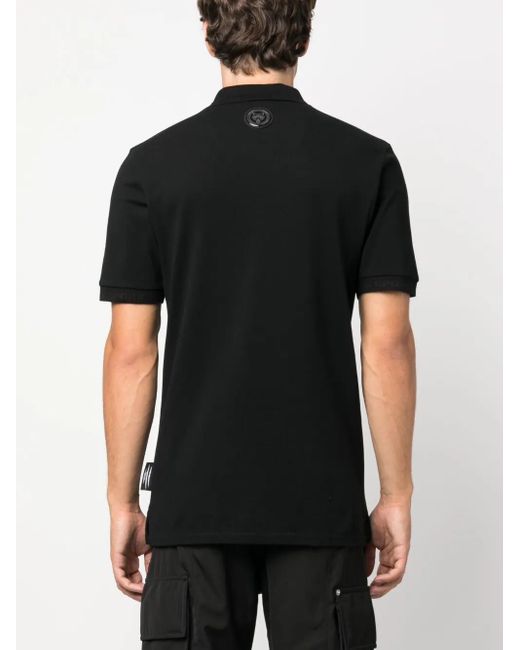 Philipp Plein Black Ss Brush Cotton Polo Shirt for men