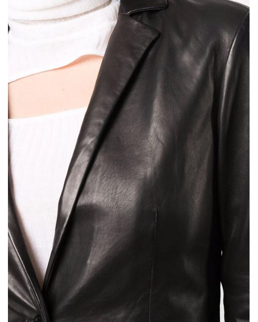 P.A.R.O.S.H. Black Single-Breasted Leather Blazer
