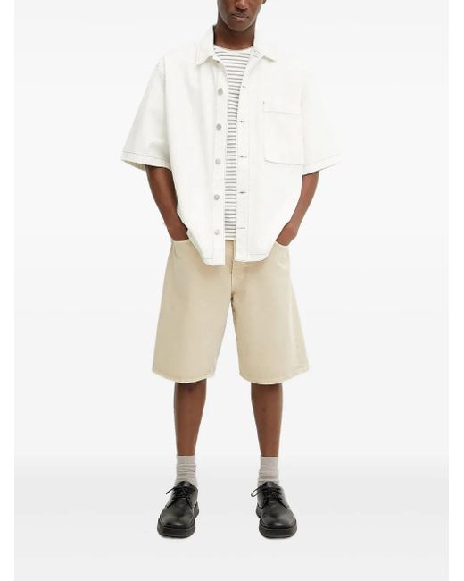 IRO Natural Contrast-Stitching Short-Sleeved Shirt Jacket for men