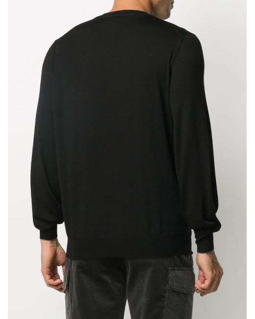 Brunello Cucinelli Black Wool Crewneck Sweater for men