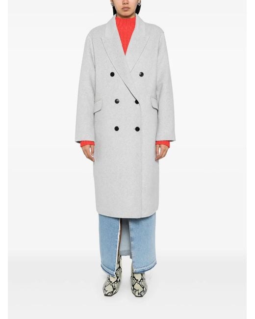 B+ AB Gray Double-Breasted Overcoat