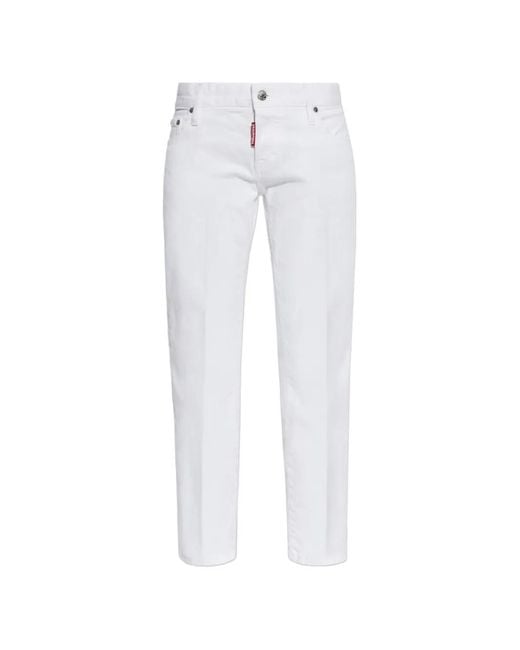 DSquared² White Jean À Passants De Ceinture Boutonnés