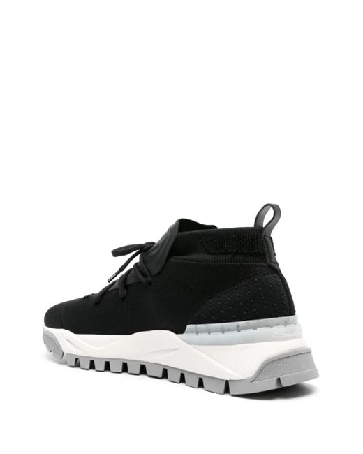 Santoni Black X Amg Elasticated-Panel Sneakers for men