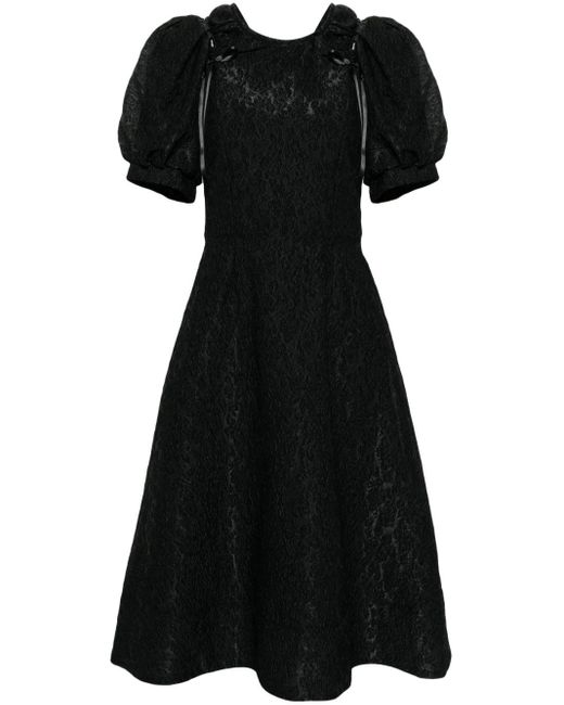 Simone Rocha Midi-jurk Met Gekreukt Effect in het Black