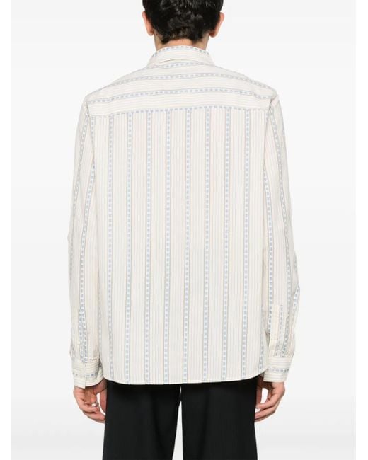 WOOD WOOD White Aster Floral-Jacquard Shirt for men