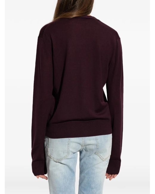 DSquared² Purple V-Neck Patch-Pocket Cardigan