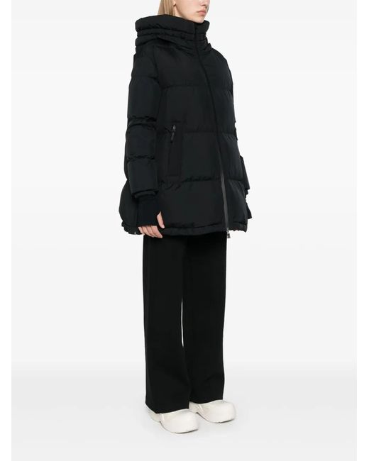 Herno Black Logo Keeper Loop Coat