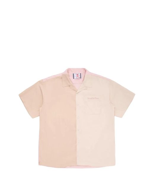 Son Of The Cheese Pink Colour-Block Embroidered Shirt for men