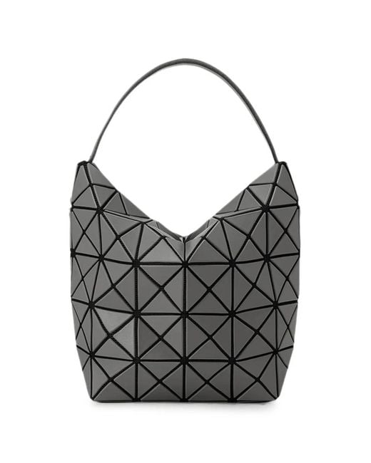 Issey Miyake Gray Geometric-Panelled Shoulder Bag