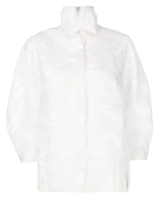 Shiatzy Chen White Full-Jacquard Stand-Up Collar Jacket