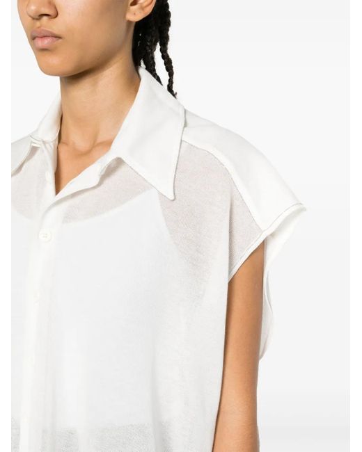 Fabiana Filippi White Fine-Knit Sleeveless Shirt