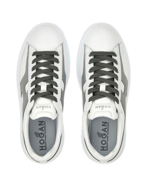 Hogan White H-stripes Lace-up Sneakers for men