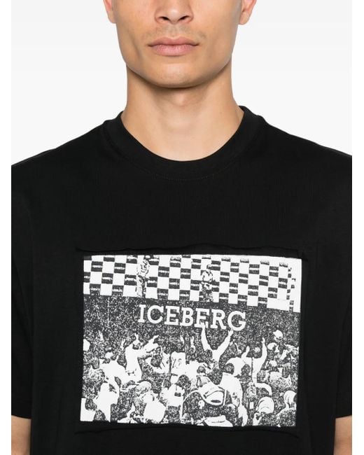 メンズ Iceberg グラフィック Tシャツ Black