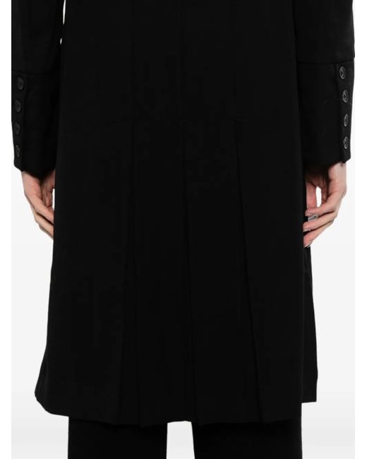 Yohji Yamamoto Black Manteau Droit À Simple Boutonnage for men