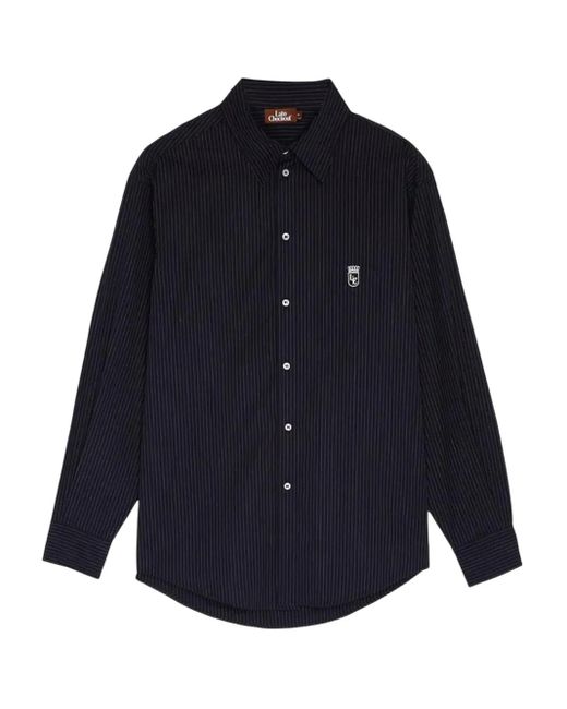 Late Checkout Blue Stripe-Pattern Shirt for men