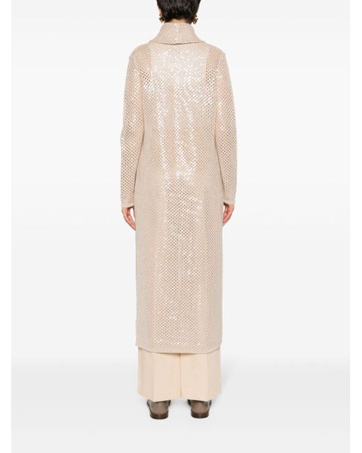 Ralph Lauren Collection Natural Sequinned Cashmere Cardi-coat