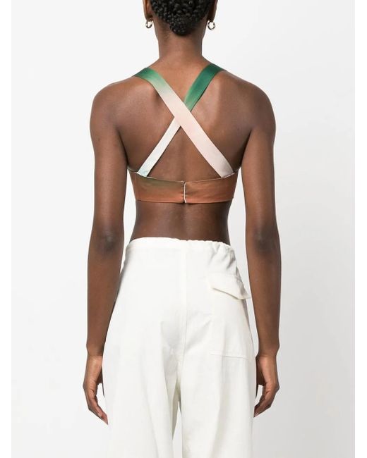 Philosophy Di Lorenzo Serafini Green Gradient-Effect Cropped Top