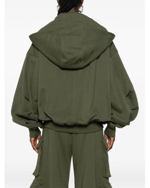 The Attico Green Logo-Embroidered Zip-Up Hoodie