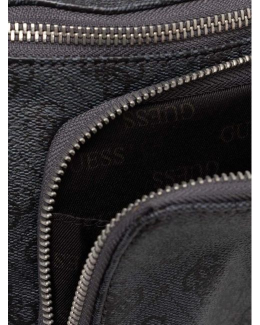 Guess Gray Monogram-Logo Belt Bag for men