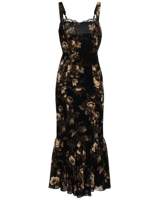 Reformation Black Irisa Floral-Print Dress